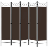 Sobna pregrada s 5 panela smeđa 200 x 180 cm Sobna pregrada s 5 panela smeđa 200 x 180 cm