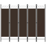 Sobna pregrada s 5 panela smeđa 200 x 180 cm Sobna pregrada s 5 panela smeđa 200 x 180 cm