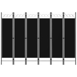 Sobna pregrada sa 6 panela crna 240 x 180 cm