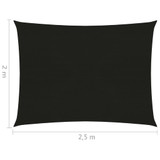 Jedro za zaštitu od sunca 160 g/m² crno 2 x 2,5 m HDPE