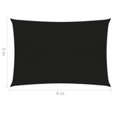 Jedro za zaštitu od sunca 160 g/m² crno 3 x 4 m HDPE