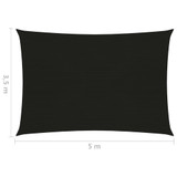 Jedro za zaštitu od sunca 160 g/m² crno 3,5 x 5 m HDPE