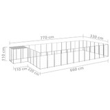 Kavez za pse srebrni 22,99 m² čelični Kavez za pse srebrni 22,99 m² čelični