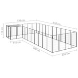 Kavez za pse crni 13,31 m² čelični Kavez za pse crni 13,31 m² čelični