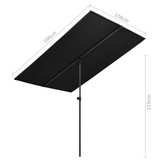 Vrtni suncobran s aluminijskom šipkom 2 x 1,5 m crni Vrtni suncobran s aluminijskom šipkom 2 x 1,5 m crni