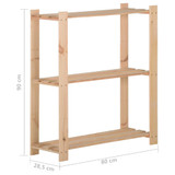 Stalak za pohranu s 3 razine 80 x 28,5 x 90 cm masivna borovina