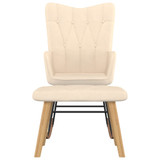 Stolica za ljuljanje s osloncem za noge krem od tkanine Stolica za ljuljanje s osloncem za noge krem od tkanine