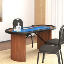 Stol za poker za 10 igrača i držač za žetone plavi 160x80x75 cm 80407