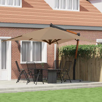 Konzolni suncobran s drvenom šipkom 400 x 300 cm smeđesivi 318431