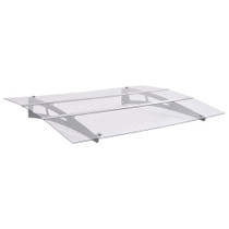 Nadstrešnica za vrata srebrna i prozirna 150 x 90 cm PET 144829