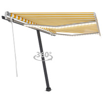 Tenda na ručno uvlačenje s LED svjetlima 300x250 cm žuto-bijela 3069703