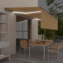Tenda na ručno uvlačenje s roletom LED 5 x 3 m žuto-bijela 3069463