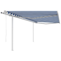 Automatska tenda na uvlačenje sa stupovima 4 x 3 m plavo-bijela 3069946