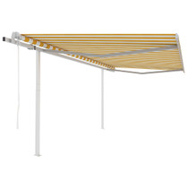 Automatska tenda na uvlačenje sa stupovima 4 x 3 m žuto-bijela 3069948