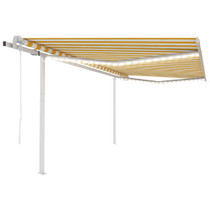 Automatska tenda sa senzorom za vjetar LED 4,5x3 m žuto-bijela 3069973