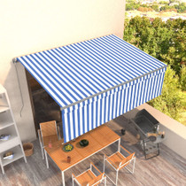 Tenda na ručno uvlačenje s roletom 4 x 3 m plavo-bijela 3069416