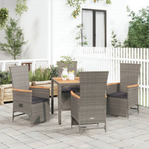 5-dijelni vrtni blagovaonski set sivi od poliratana 3157556