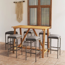 7-dijelni vrtni barski set s jastucima sivi 3067967