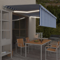 Automatska tenda s roletom i senzorom LED 5 x 3 m plavo-bijela 3069351