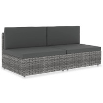 Modularni dvosjed od poliratana sivi 49523