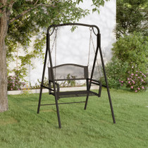 Klupa za ljuljanje 124 cm crna čelična 318832 Klupa za ljuljanje 124 cm crna čelična 318832