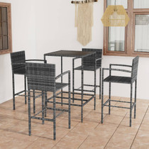 5-dijelni vrtni barski set od poliratana sivi 3064841