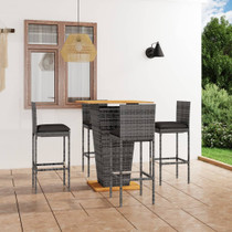 5-dijelni vrtni barski set od poliratana s jastucima sivi 3064861
