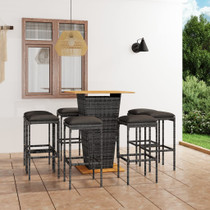9-dijelni vrtni barski set od poliratana s jastucima sivi 3064855