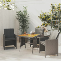 Vrtni stol sivi 70x70x72 cm poliratan i masivno bagremovo drvo 318695