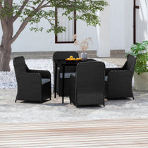 5-dijelni vrtni blagovaonski set s jastucima crni 3099542