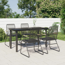 5-dijelni vrtni blagovaonski set od PVC ratana crni 3099211