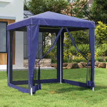 Šator za zabave s 4 mrežasta bočna zida plavi 2 x 2 m HDPE 319217