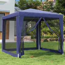 Šator za zabave s 4 mrežasta bočna zida plavi 2,5 x 2,5 m HDPE 319222