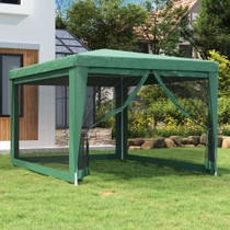 Šator za zabave s 4 mrežasta bočna zida zeleni 3 x 4 m HDPE 319233