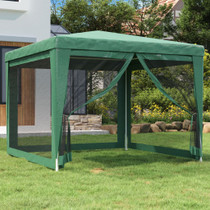 Šator za zabave s 4 mrežasta bočna zida zeleni 3 x 3 m HDPE 319228