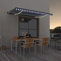 Automatska tenda sa senzorom LED 450 x 300 cm plavo-bijela 3069131