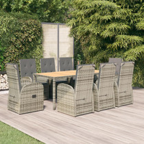 9-dijelni vrtni blagovaonski set sivi od poliratana 3157589
