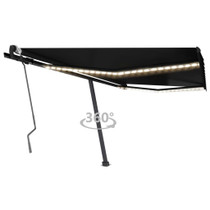 Tenda na ručno uvlačenje s LED svjetlima 450 x 300 cm antracit 3069764