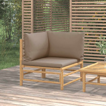 Kutna vrtna sofa od bambusa sa smeđesivim jastucima 362286 Kutna vrtna sofa od bambusa sa smeđesivim jastucima 362286