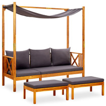 Vrtna klupa s nadstrešnicom i tabureima masivno bagremovo drvo 3058009