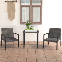 3-dijelni vrtni blagovaonski set od poliratana sivi 3065711