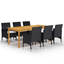 7-dijelni vrtni blagovaonski set crni 3067855