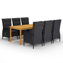 7-dijelni vrtni blagovaonski set crni 3067868