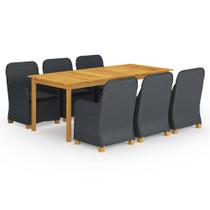 7-dijelni vrtni blagovaonski set tamnosivi 3067938