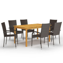 7-dijelni vrtni blagovaonski set smeđi 3067786