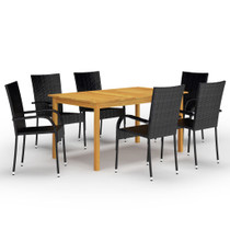 7-dijelni vrtni blagovaonski set crni 3067787