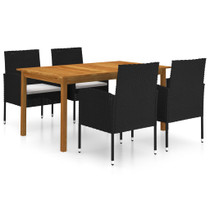 5-dijelni vrtni blagovaonski set crni 3067832