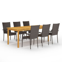7-dijelni vrtni blagovaonski set smeđi 3067877