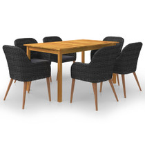 7-dijelni vrtni blagovaonski set crni 3067826