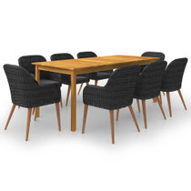 9-dijelni vrtni blagovaonski set crni 3067920